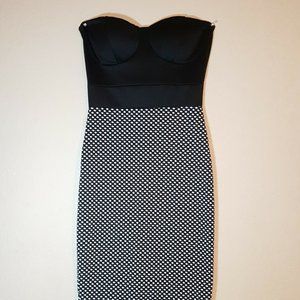 Strapless Black and White Polka Dot Women's Dress Small/Medium